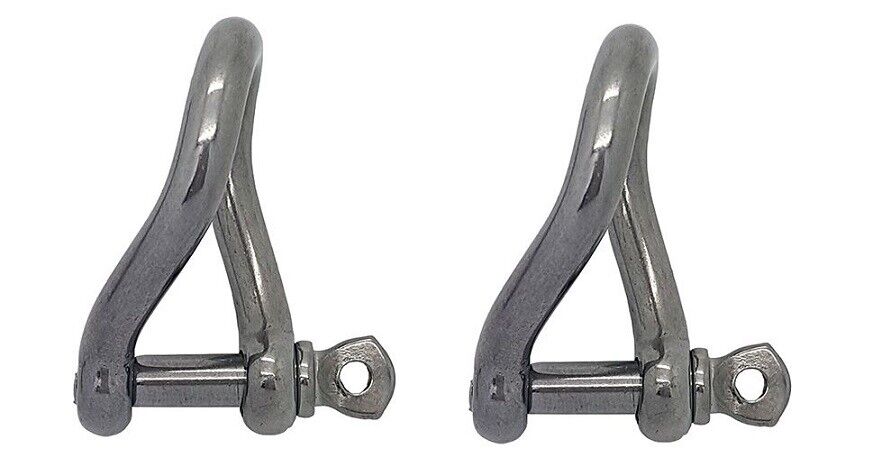 Twisted Dee Shackle 2 x 4mm Stainless Steel Marine Grade 316