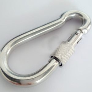 8mm Stainless Steel Locking Carbine / Carabiner Snap Hook Marine Grade 316