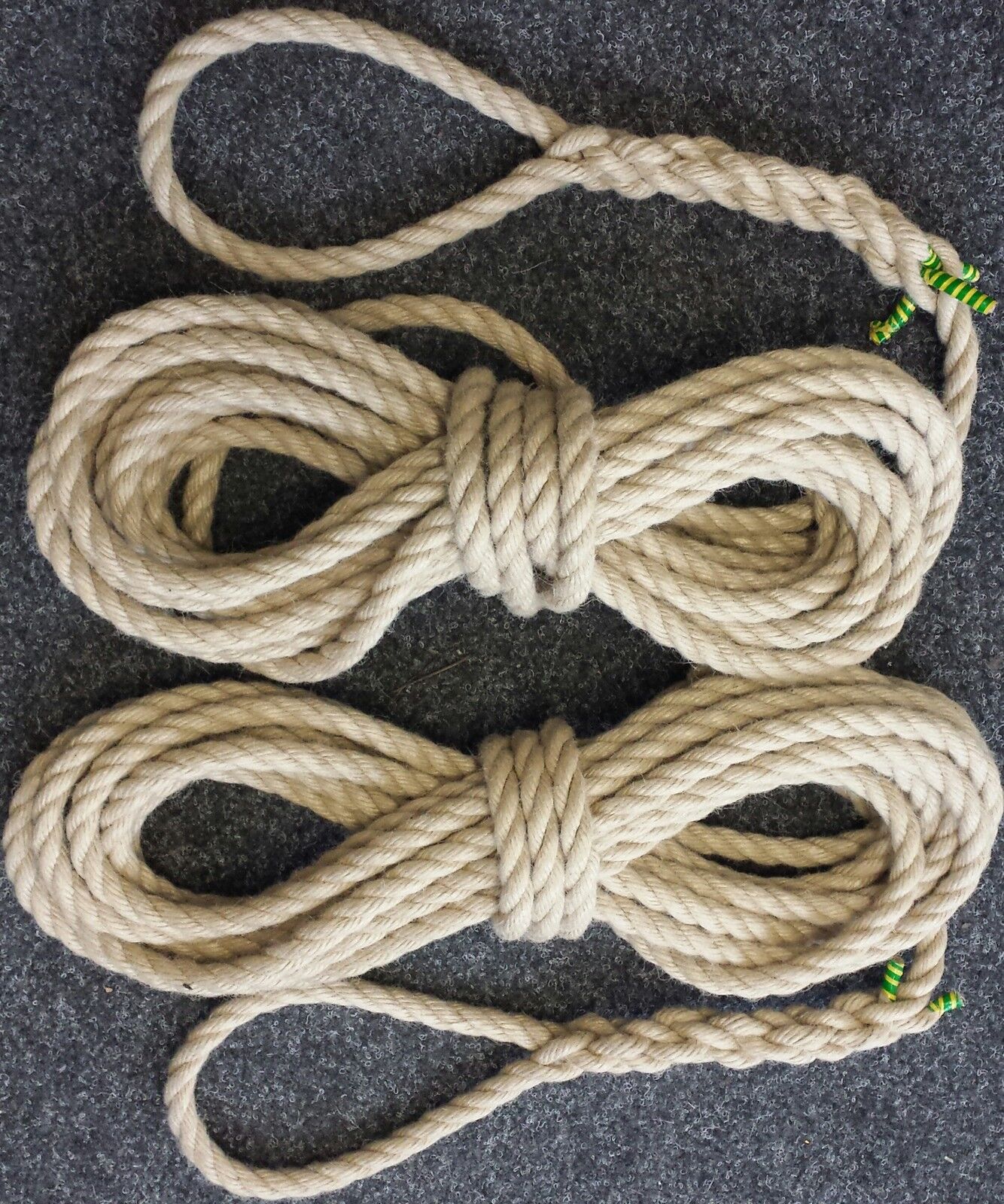 2 X 30FT (9 Metres) 12mm SYNTHETIC HEMP MOORING LINES BOAT