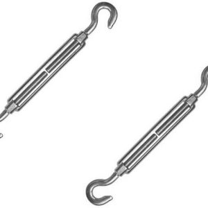 2 x 6mm Hook/Hook Stainless Steel Open Body Turnbuckle Straining Screw AISI 316