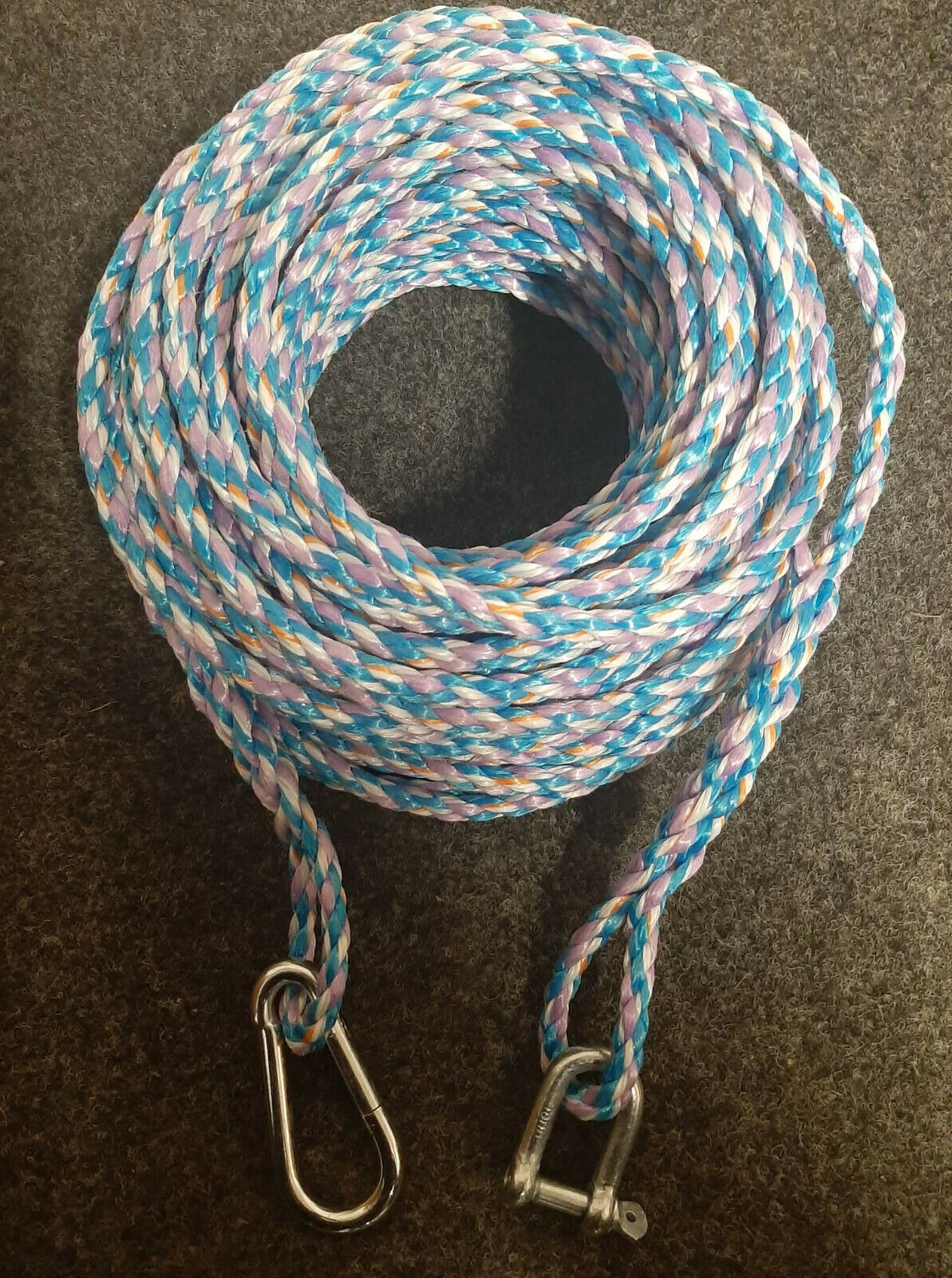 8mm ROPE ANCHOR BOAT MOORING WITH SNAP HOOK & SHACKLE choose your length - Image 3