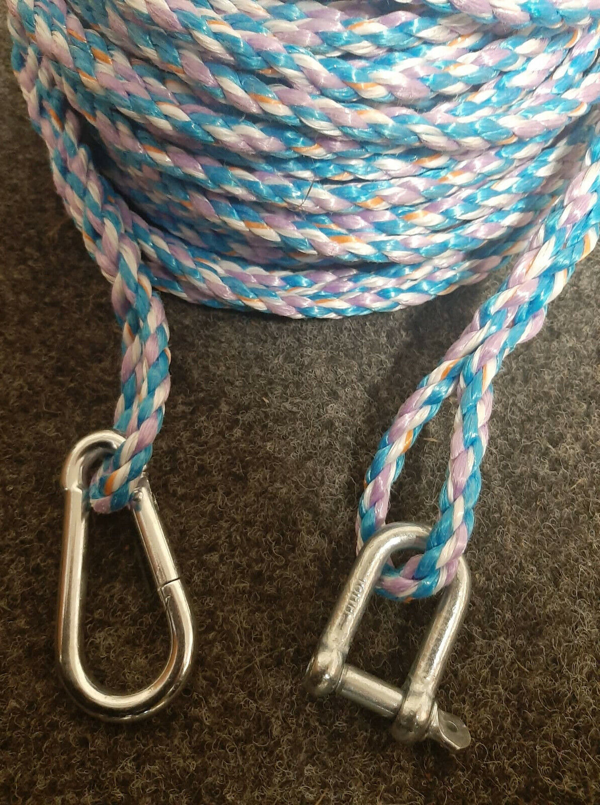 8mm ROPE ANCHOR BOAT MOORING WITH SNAP HOOK & SHACKLE choose your length