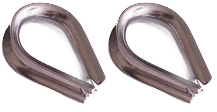 12mm Stainless Steel AISI 316 Marine Grade wire rope Thimbles X 2