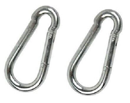 12mm x 140mm Plated Carbine, Spring Loaded Carabiner, Snap Hook Camping X 2