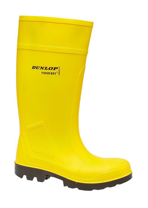 Dunlop Purofort Yellow Safety Wellies Steel Toe Cap Wellington Boot UK 6 - 12
