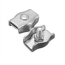 2 x 3mm Stainless Steel Simplex Wire Rope Grips 316 Marine Grade