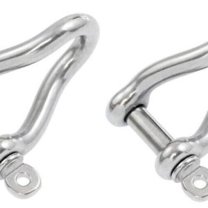 2 x 6mm Twisted Dee Shackle Stainless Steel Marine Grade 316 Boat shackles