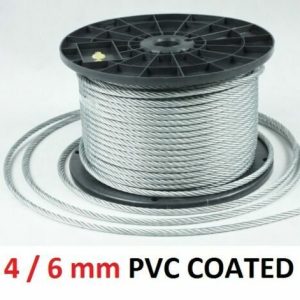 4-6mm Clear PVC Coated Wire Rope Cable 100 Metres, Gym, Yacht, Rigging