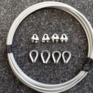 Gym Wire Rope Cable 3-4mm Clear PVC Coated with accessories - 15 Metre
