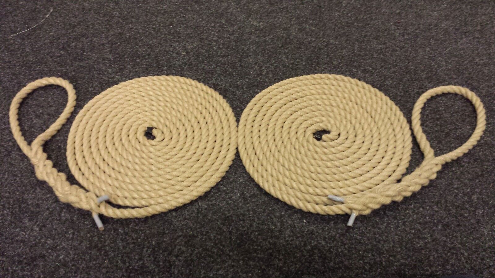 2 X 15 METRES OF 16MM SYNTHETIC HEMP TRADITIONAL MOORING ROPES