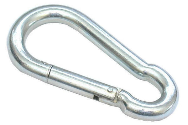2 x 10mm x 100mm Zinc Plated Carbine Hook, Snap Hook Shackle Spring Loaded - Image 3