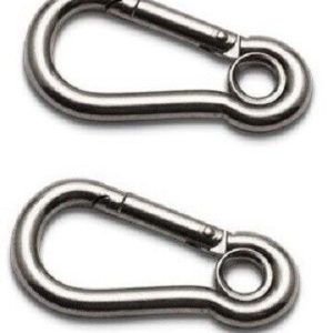 2 X 4mm Stainless Steel Carabiner 316 Marine Grade Carbine Snap Hook With Eye