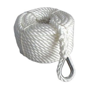 3 Strand White Nylon Boat Anchor Rope With Stainless Steel Thimble Eye