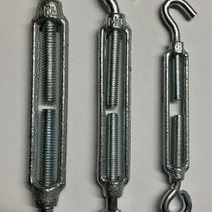 Galvanised Hook and Eye Cast Straining Screw Turnbuckle, Tensioner, 6, 8 & 10mm