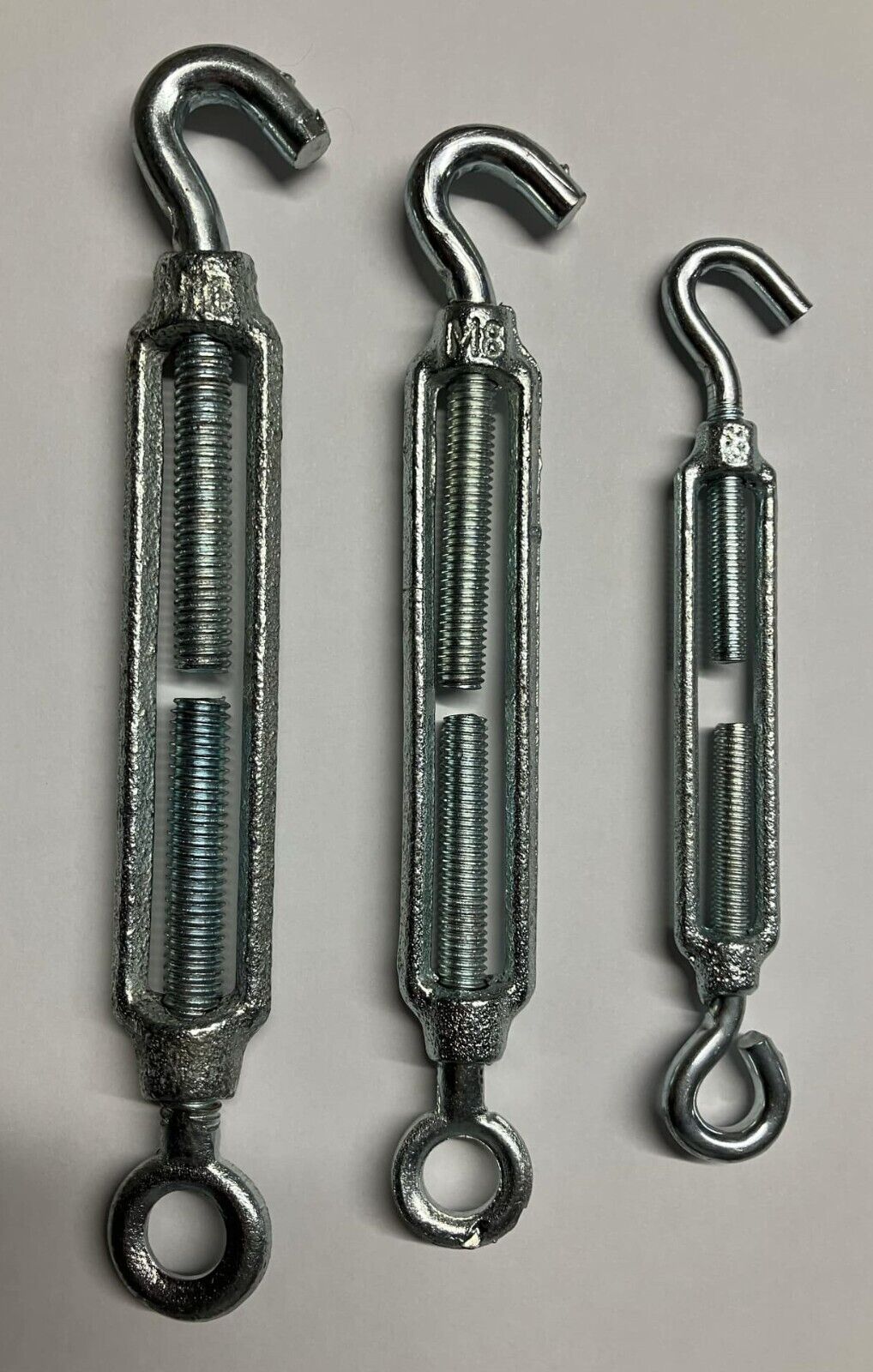Galvanised Hook and Eye Cast Straining Screw Turnbuckle, Tensioner, 6, 8 & 10mm