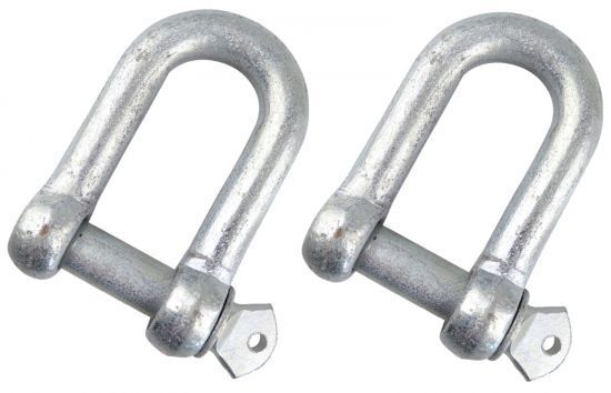 12mm Galvanised Dee Shackle, Screw Pin D Shackle Marine Boat Yacht x 2